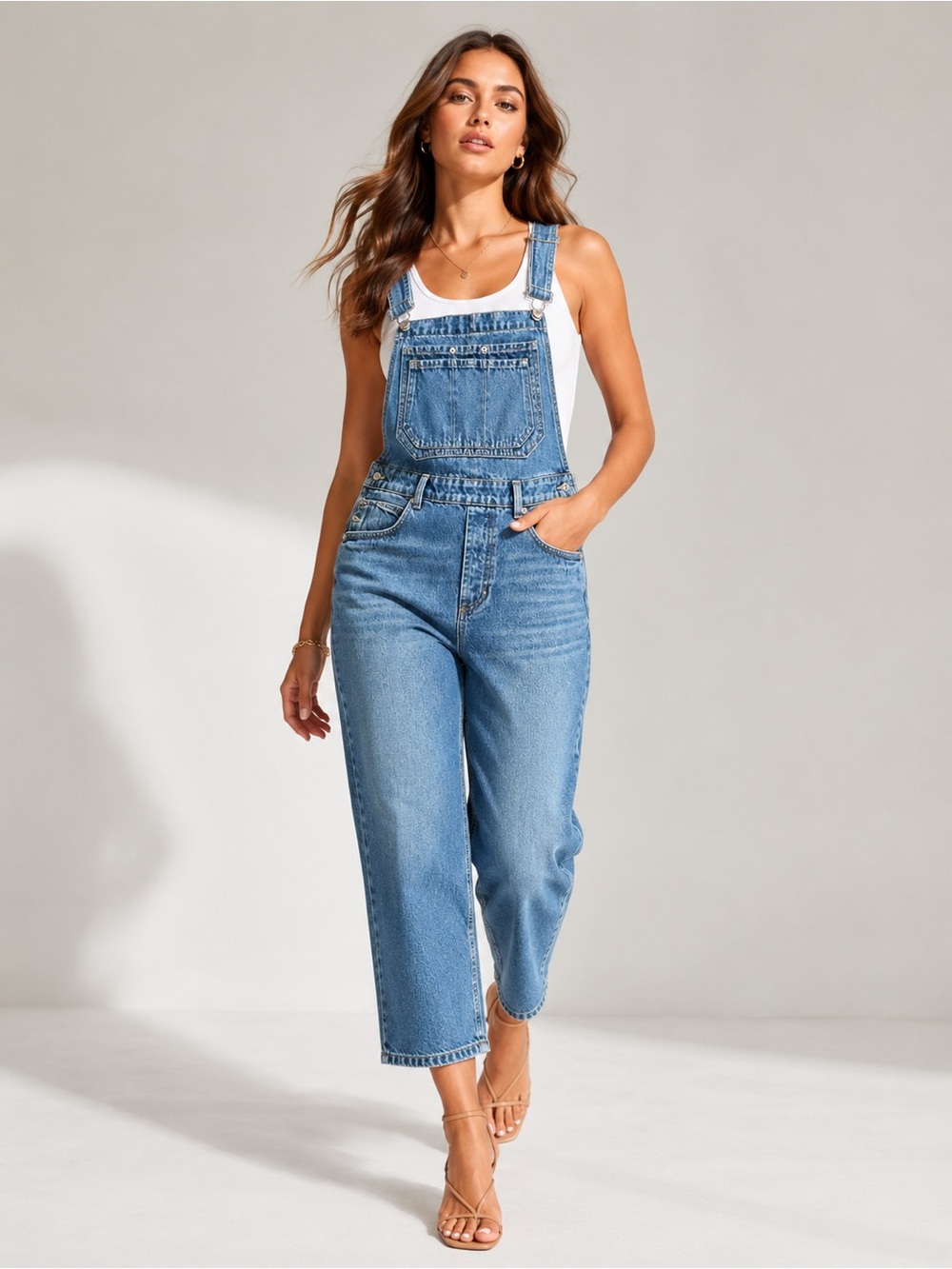 We The Free Women Denim Overalls Light Blue Adjustable Straps Size M NWT - Picture 3 of 13